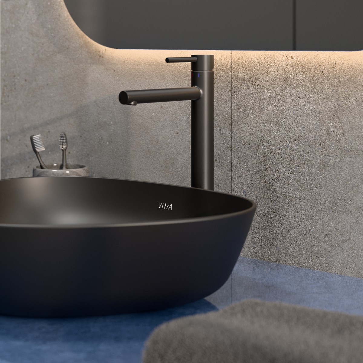Смеситель для раковины-чаши VitrA Origin (Ориджин) A4255836, однорычажный, матовый черный, латунь