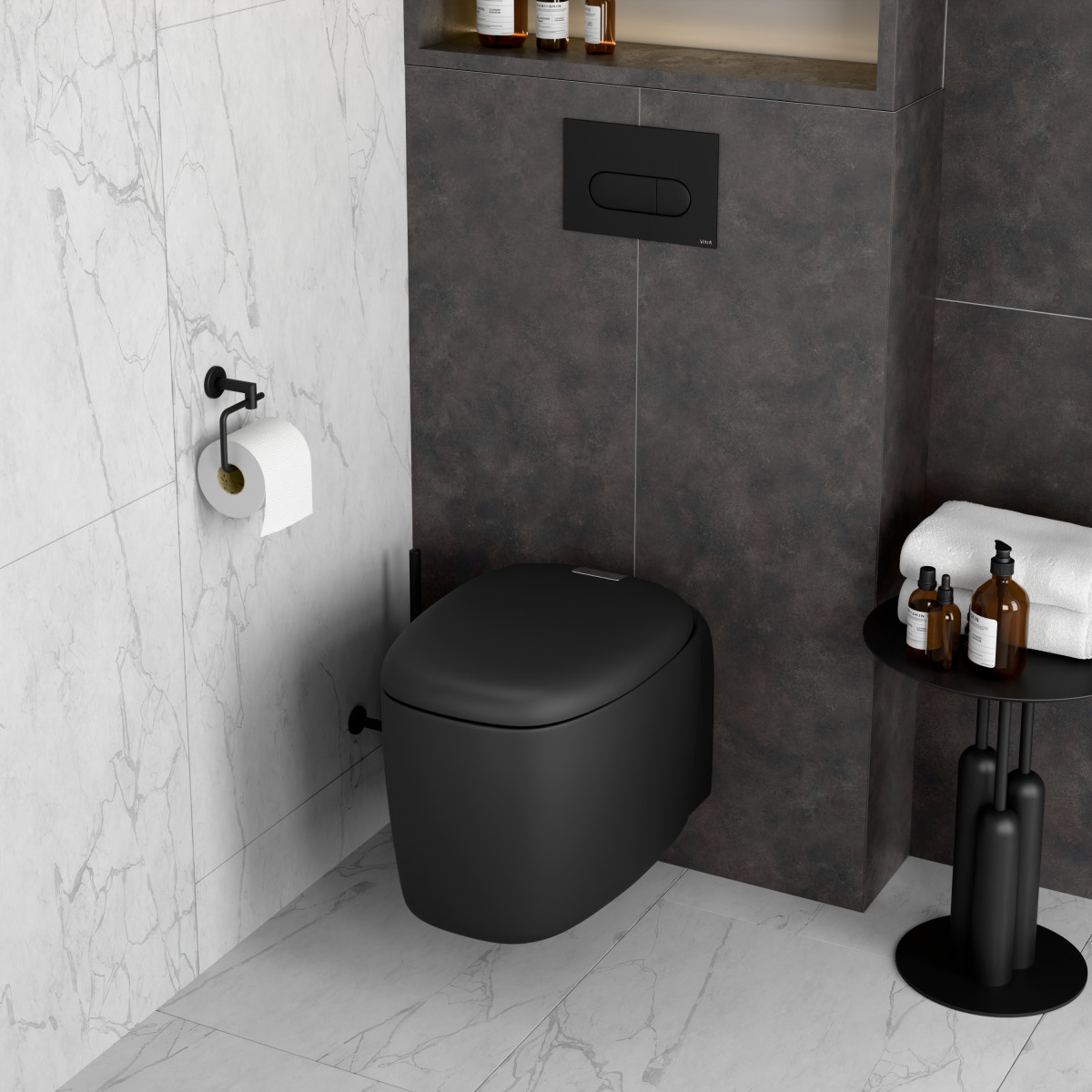 Кнопка смыва для инсталляции VitrA Root Round 740-2211 матовая черная двойный смыв