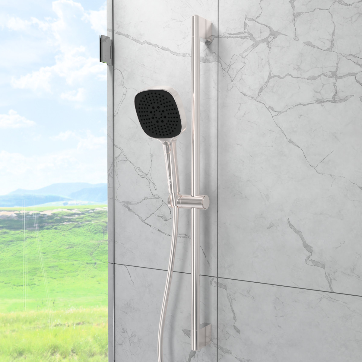 Душевая стойка VitrA Core Square A4591734EXP с ручным душем без смесителя брашированный никель