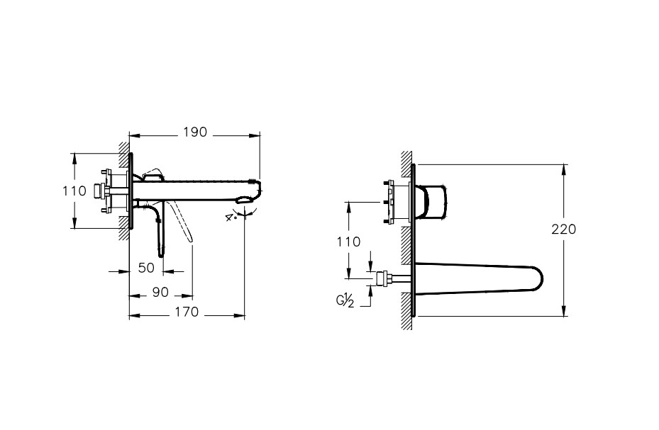 Встраиваемый смеситель для раковины VitrA Root Round A42721EXP