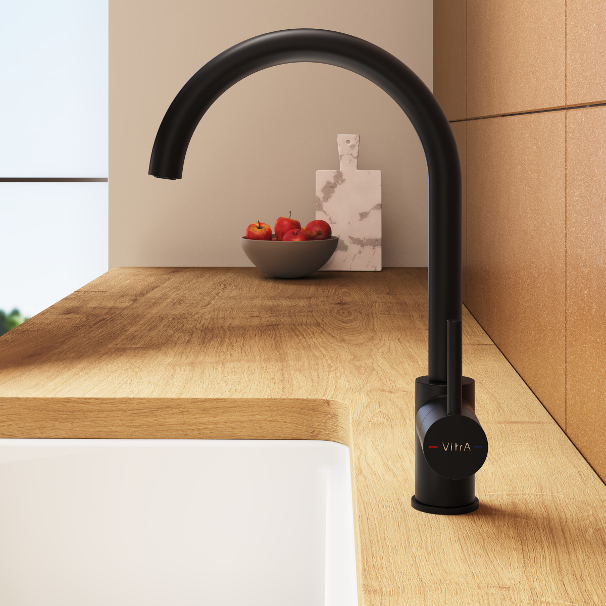 Смеситель для кухни VitrA Minimax S A4209136EXP с поворотным изливом однорычажный матовый черный латунь