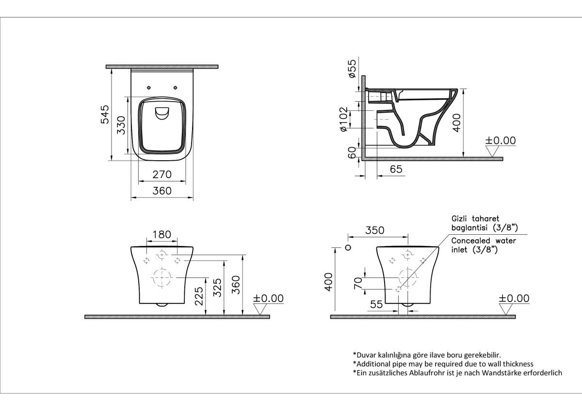 Подвесной унитаз VitrA Zentrum Square 7484B003-0075 безободковый SmoothFlush белый санитарный фарфор антибактериальное покрытие Hygiene