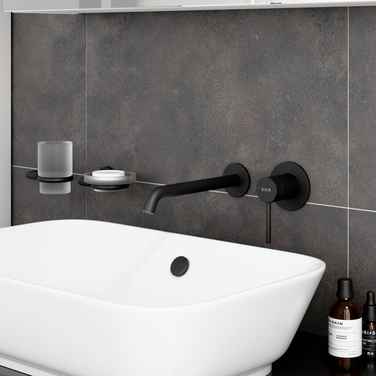 Встраиваемый смеситель для раковины VitrA Minimax Round (Минимакс Раунд) A4354936EXP, однорычажный, матовый черный, латунь