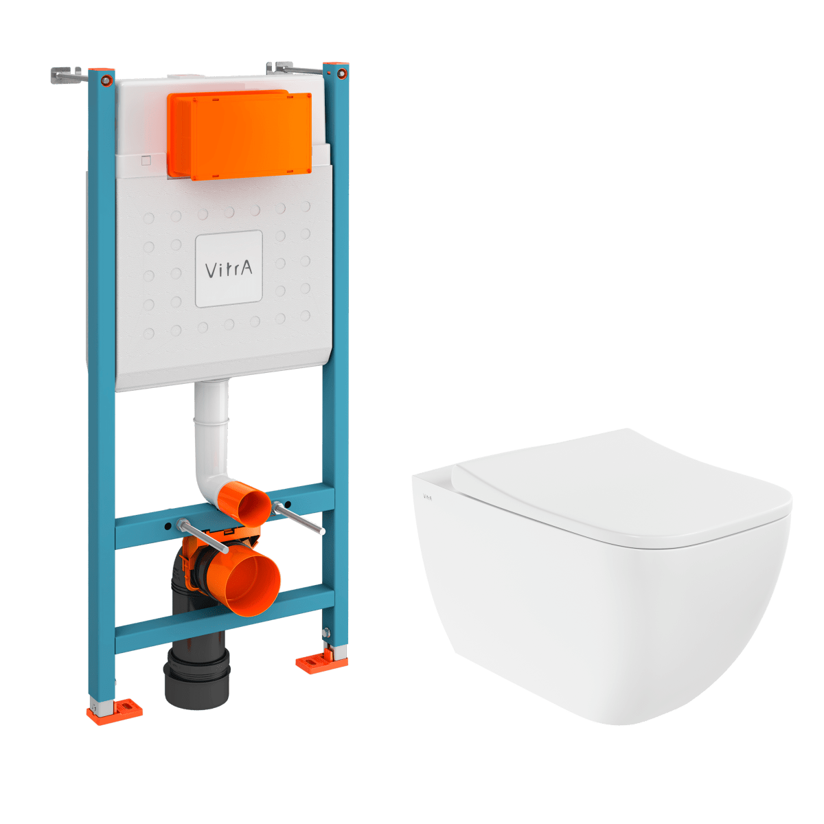 Инсталляция с унитазом VitrA Shift (Шифт) 9855B003-7207, комплект 3 в 1, с сиденьем микролифт, безободковый, Rim-ex (Рим-экс)