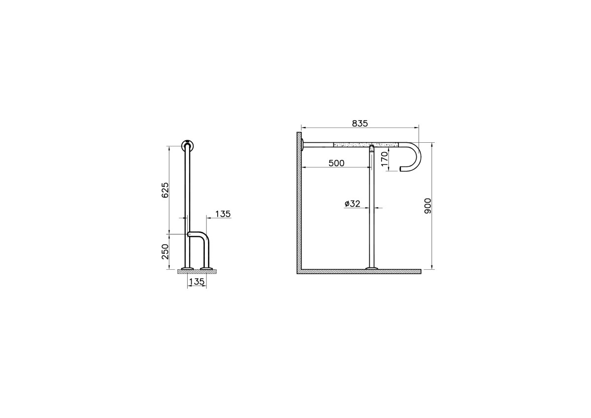 Поручень VitrA Arkitekta A44469 хром нержавеющая сталь