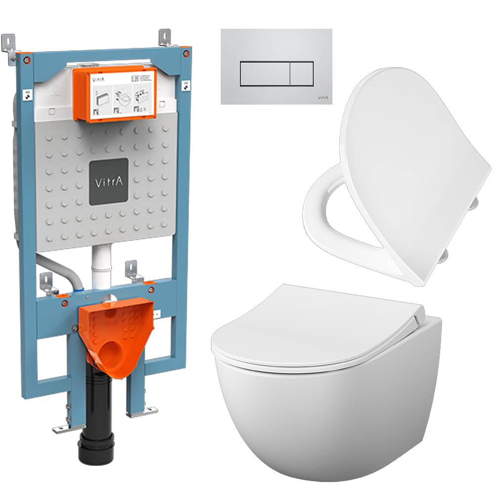 Комплект Vitra Sento Rim-Ex Инсталяция VitrA V12 с подвесным  унитазом Sento и крышкой с микролифтом Sento