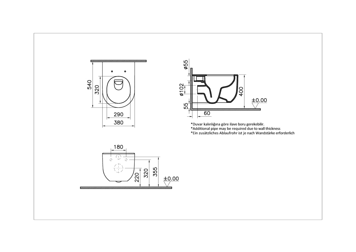 Подвесной унитаз VitrA Liquid (Ликвид) 7321B403-0075, безободковый, Rim-ex (Рим-экс), белый, санитарный фарфор, антибактериальное покрытие Hygiene + Clean (Хайджн + Клин)