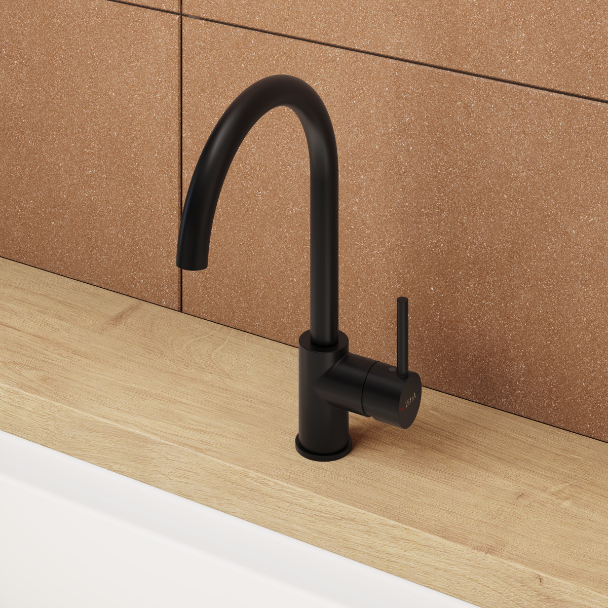 Смеситель для кухни VitrA Minimax S A4209136EXP с поворотным изливом однорычажный матовый черный латунь