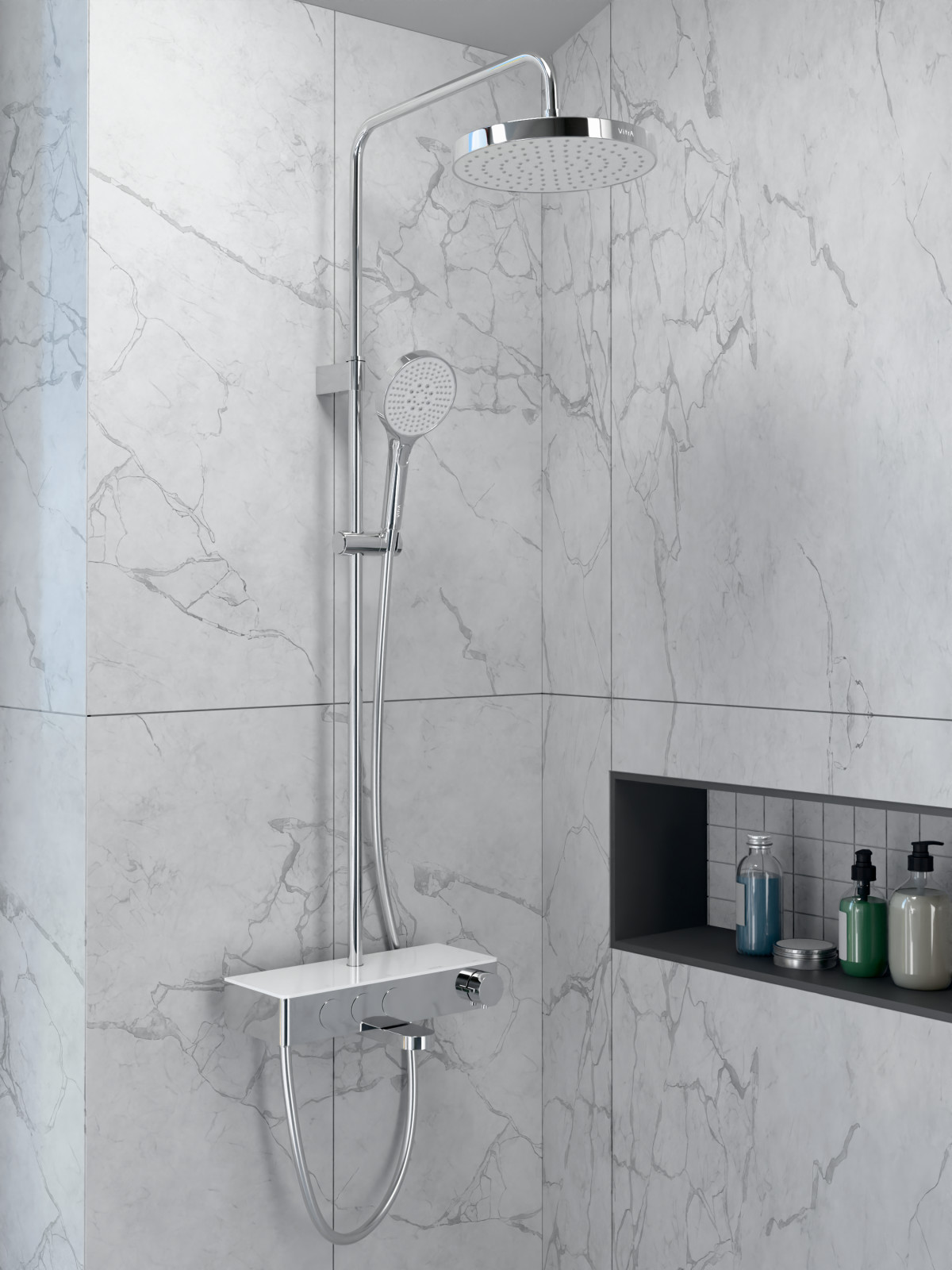 Душевая система VitrA Core Round A47309EXP с термостатическим смесителем и ручным душем хром