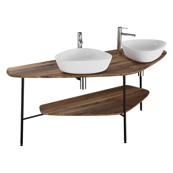 Столешница с раковиной VitrA Plural 64043 160 см отдельностоящая темный дуб массив дерева