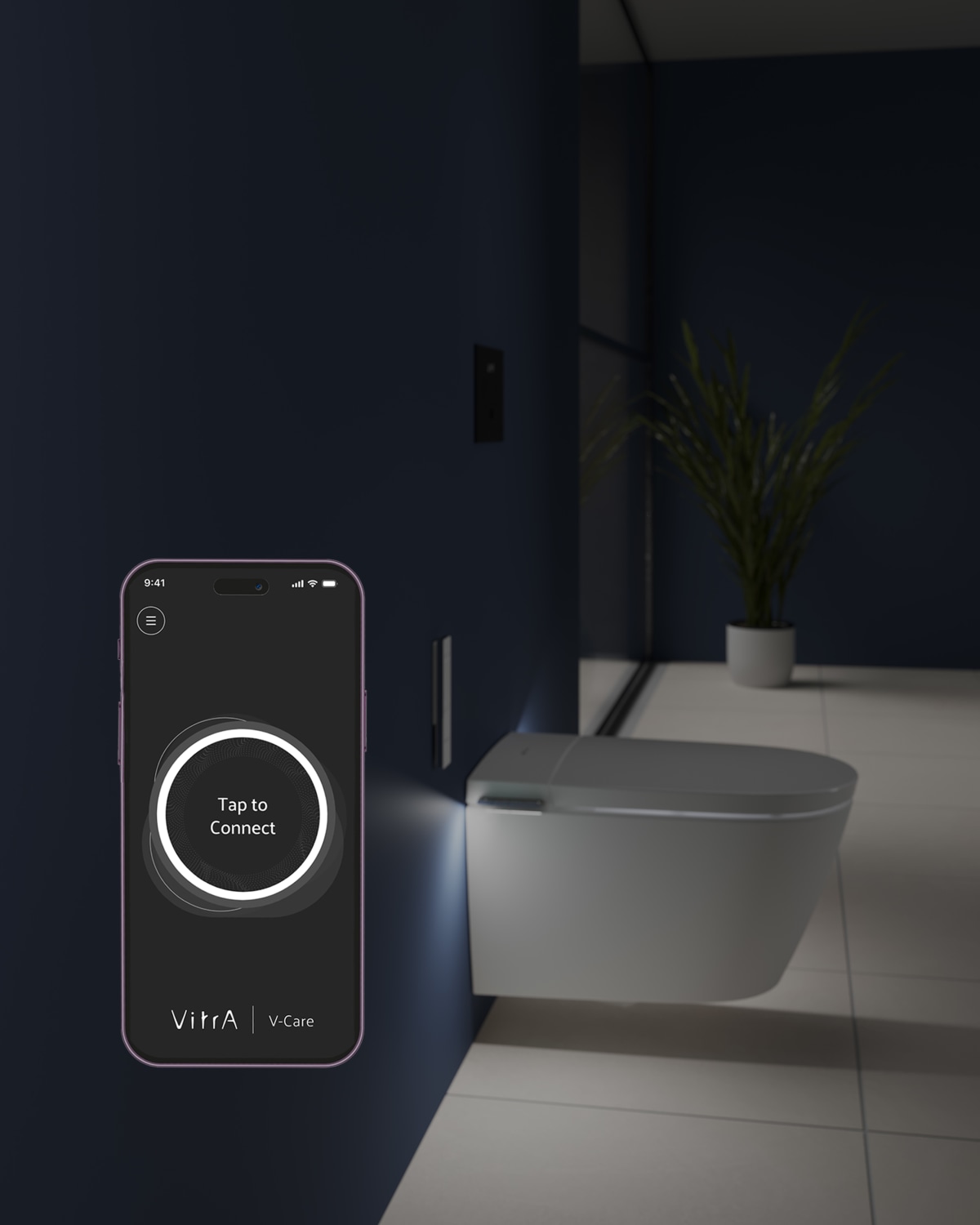 Умный унитаз VitrA V-Care 3 Prime (Ви-Кеар 3 Прайм) подвесной, смыв торнадо, управление из приложения, с пульта, с боковых клавиш, персональные настройки, вариативность струи, система самоочистки, автоматическое открывание