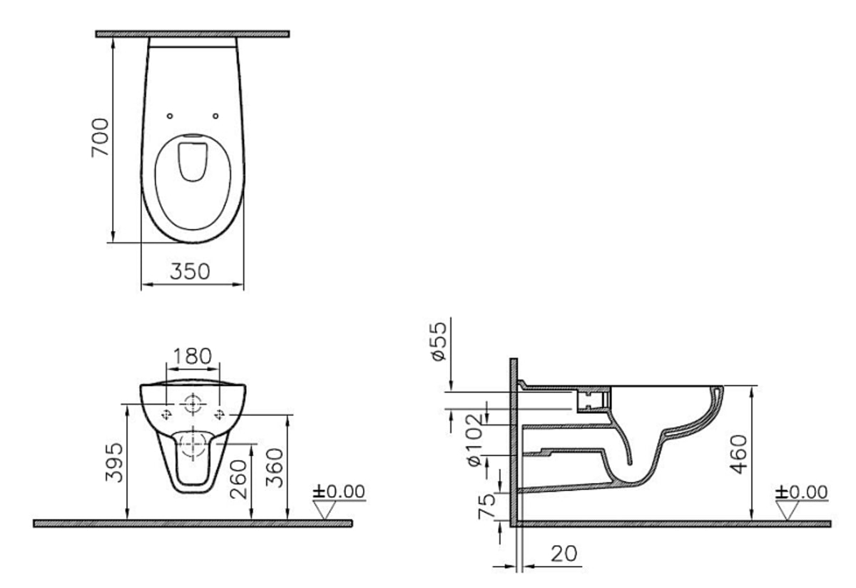 Подвесной унитаз VitrA Conforma (Конформа) 5810B003-6234 безободковый с сиденьем микролифт дюропласт белый глянец санитарный фарфор антибактериальное покрытие Hygiene (Хайджн)