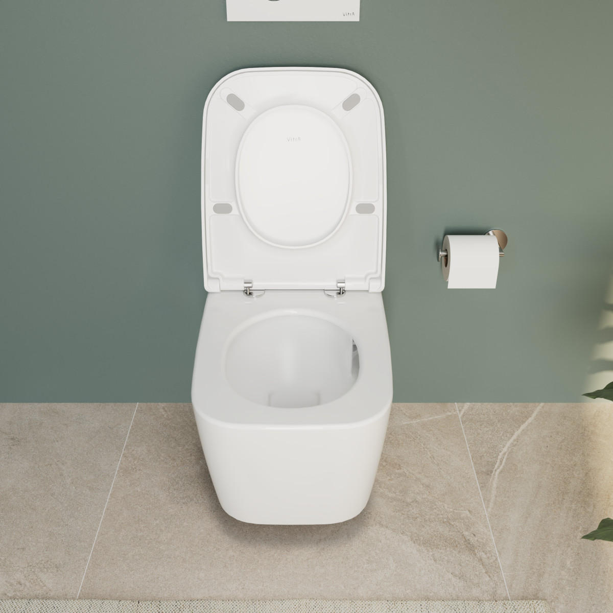 Подвесной унитаз VitrA Metropole Square (Метрополь Сквэр) 7906B003-6430 безободковый QuantumFlush (Квантум Флаш) с сиденьем микролифт белый санитарный фарфор