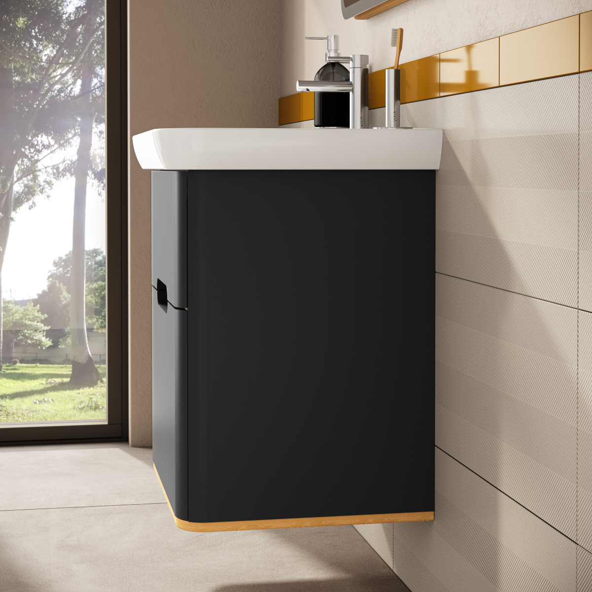 Тумба с раковиной для ванной VitrA Sento 60834 65 см матовая антрацит МДФ