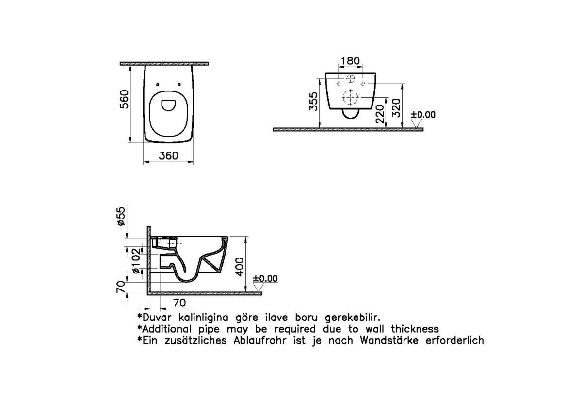 Подвесной унитаз VitrA Metropole (Метрополь) 7672B083-0101 безободковый Rim-ex матовый черный санитарный фарфор антибактериальное покрытие Hygiene (Хайджн)