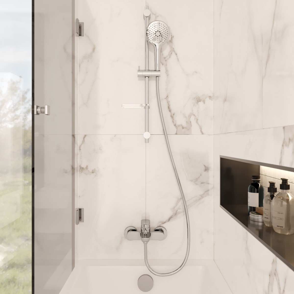 Смеситель настенный VitrA Flow Soft (Флоу Софт) A42946EXP для ванны однорычажный хром латунь