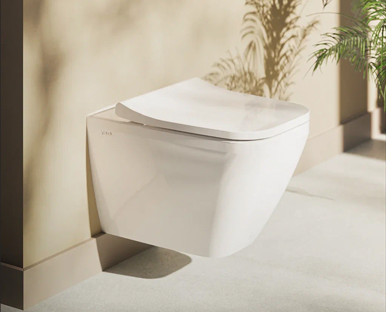 Инсталляция с унитазом VitrA Integra Square 9856B003-7207 комплект 4 в 1 с сиденьем микролифт безободковый цвет клавиши глянцевый хром