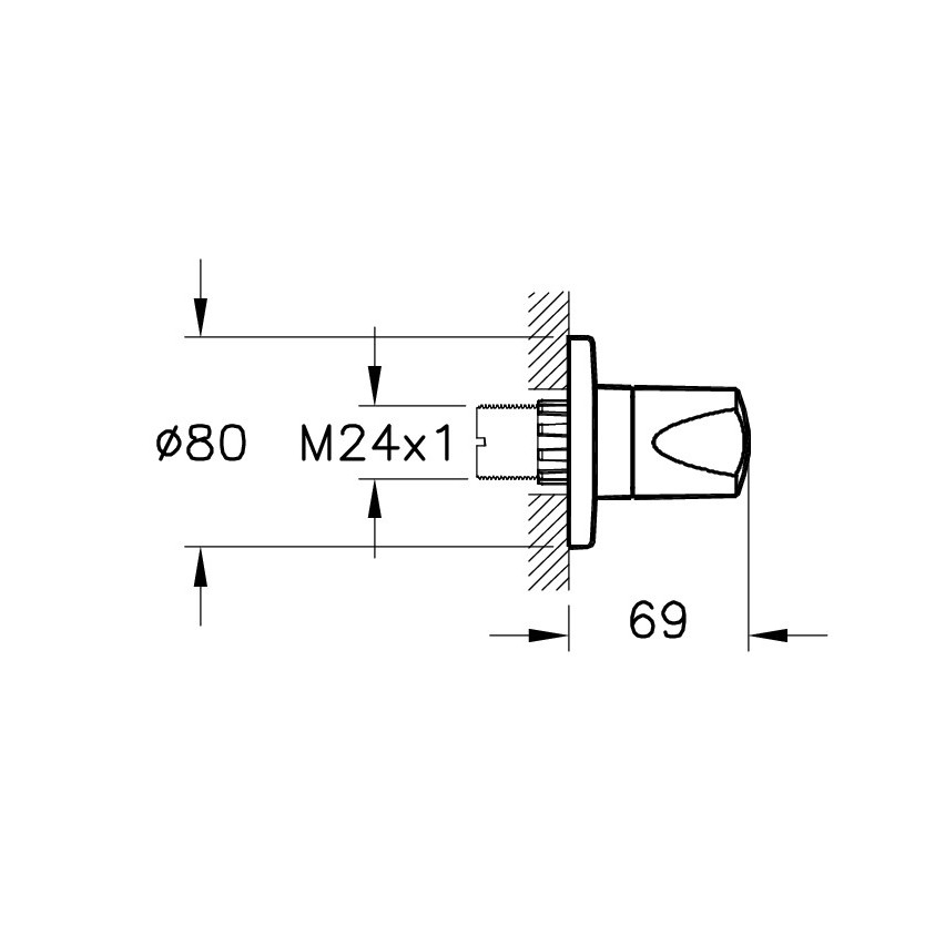 Запорный кран внешняя часть, хром