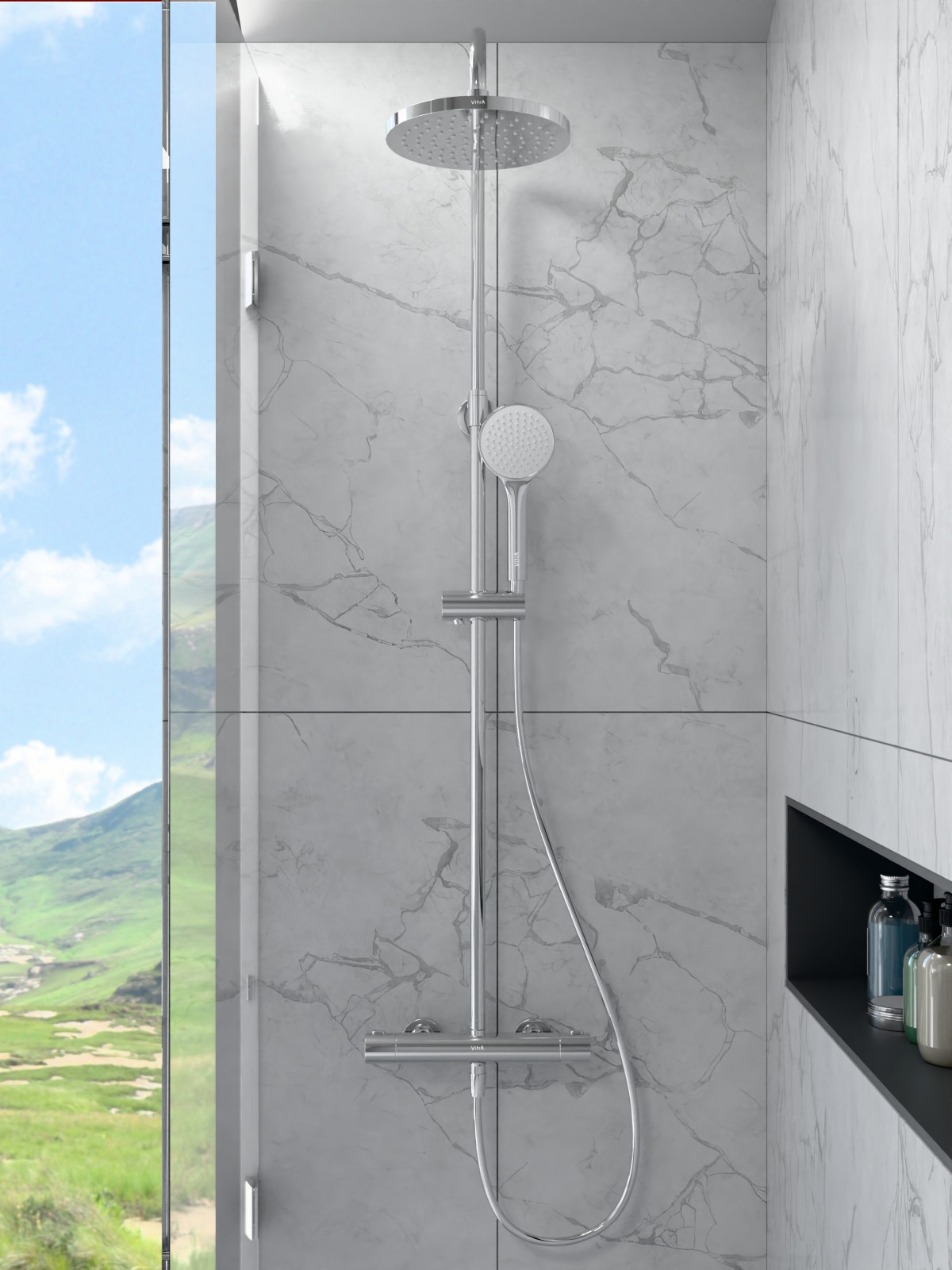 Душевая система VitrA Joy A47298EXP с термостатическим смесителем и ручным душем хром