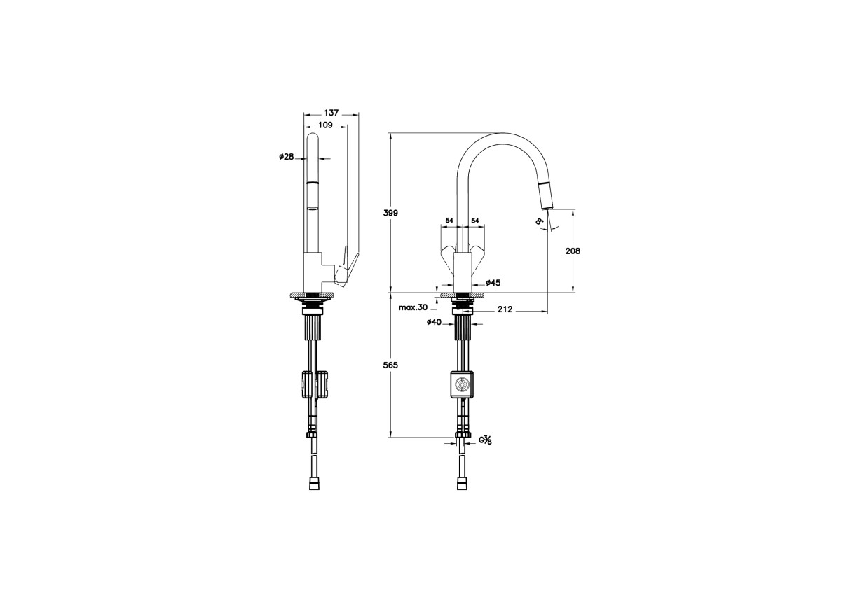 Смеситель для кухни VitrA Flow Soft A4344536EXP с поворотным изливом однорычажный матовый черный латунь