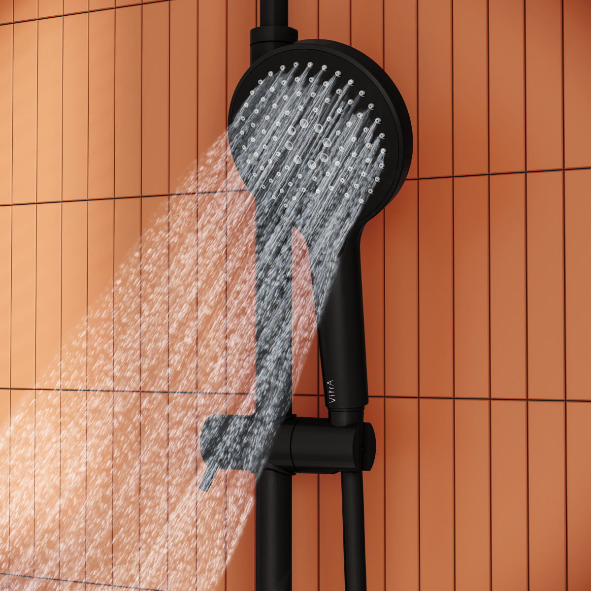 Душевая система VitrA Aquaheat (Аквахит) A4720536EXP с термостатическим смесителем и ручным душем матовая черная латунь