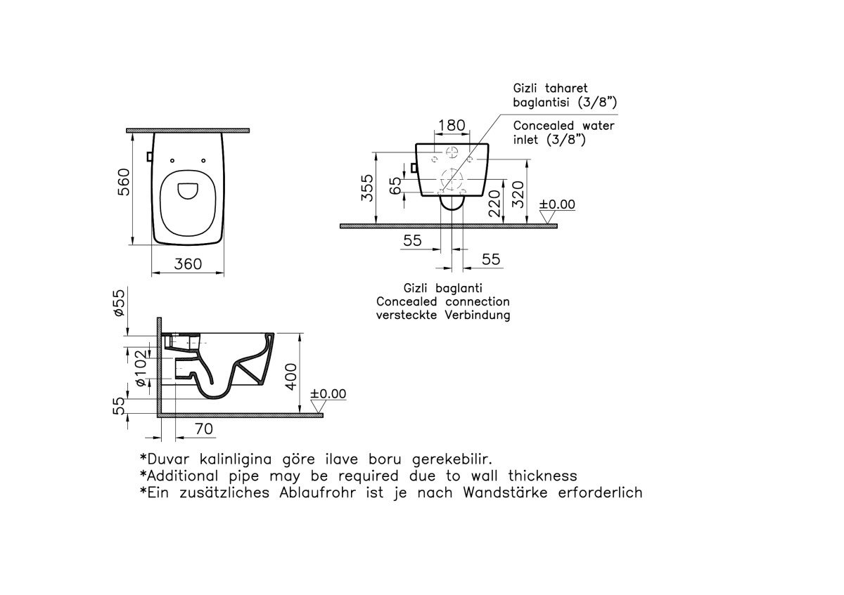 Подвесной унитаз VitrA Metropole 7672B003-1684 с функцией биде и встроенным смесителем безободковый Rim-ex белый санитарный фарфор антибактериальное покрытие Hygiene