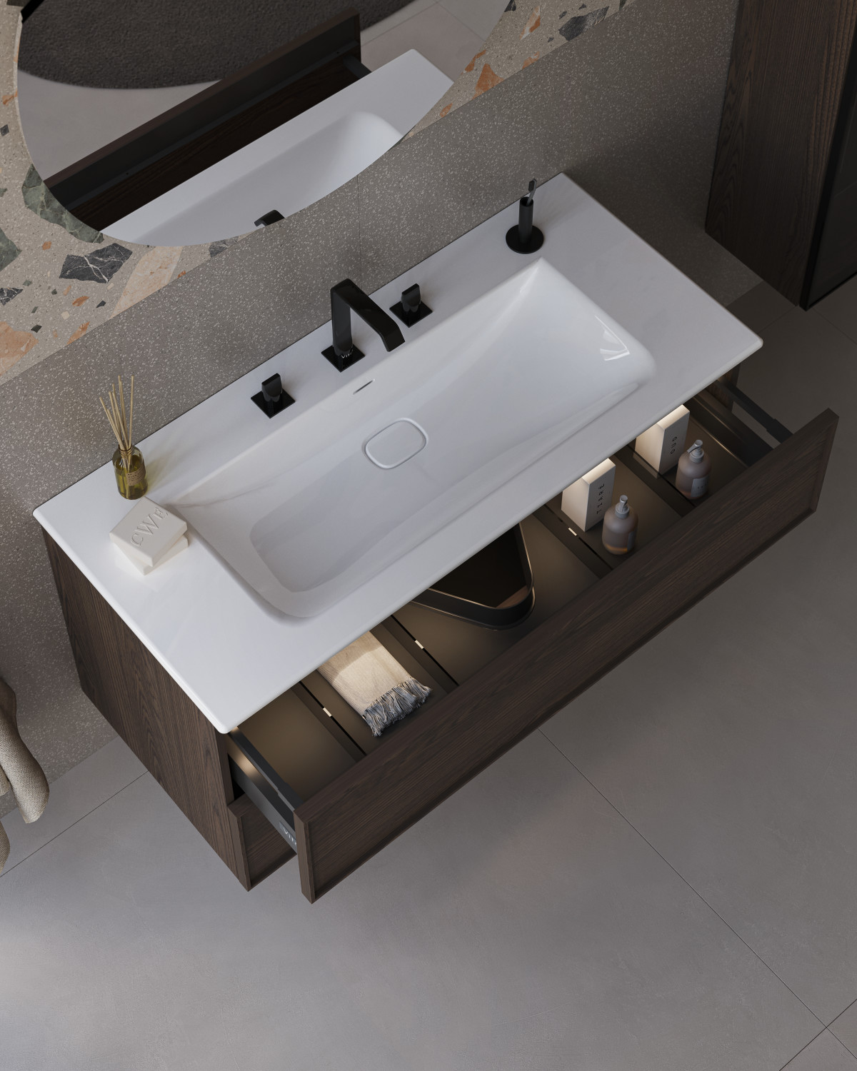 Тумба с раковиной для ванной VitrA Metropole Edge 67157 120 см грецкий орех МДФ