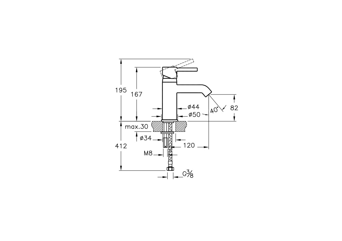 Смеситель для раковины VitrA Minimax S (Минимакс С) A41984EXP однорычажный хром латунь