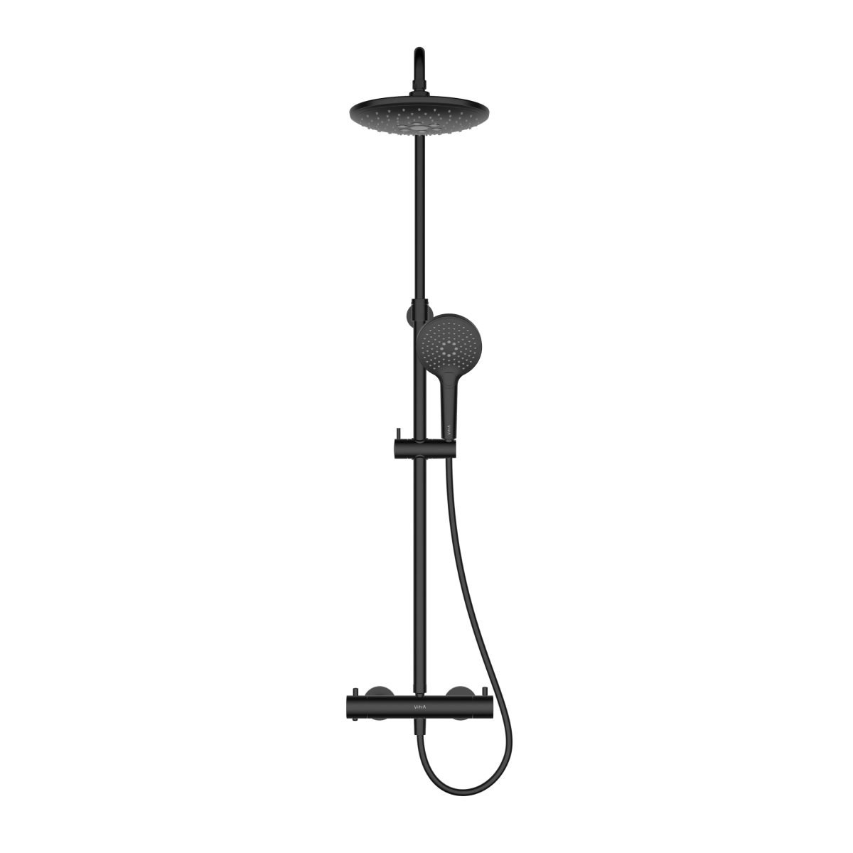 Душевая система VitrA Aquaheat(Аквахит) A4720536EXP, с термостатическим смесителем и ручным душем, матовая черная, латунь