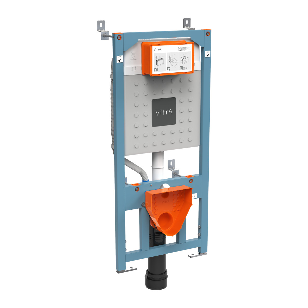 Инсталляция с унитазом VitrA Sento 9830B003-7207 комплект 4 в 1 с сиденьем микролифт безободковый цвет клавиши матовый хром