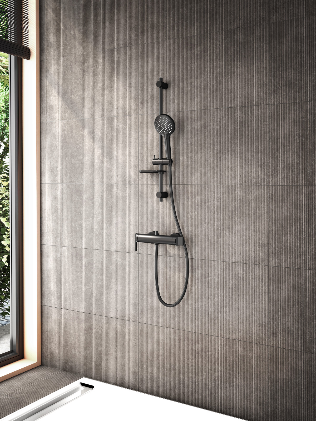 Душевая стойка VitrA Bliss A4574336EXP с ручным душем без смесителя с мыльницей матовая черная