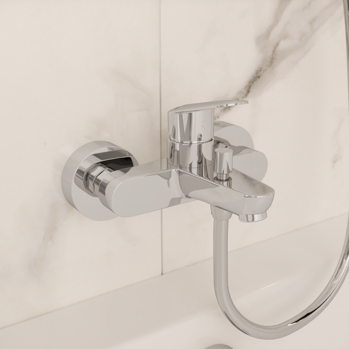 Смеситель настенный VitrA Flow Round A43057EXP1 для ванны однорычажный хром латунь