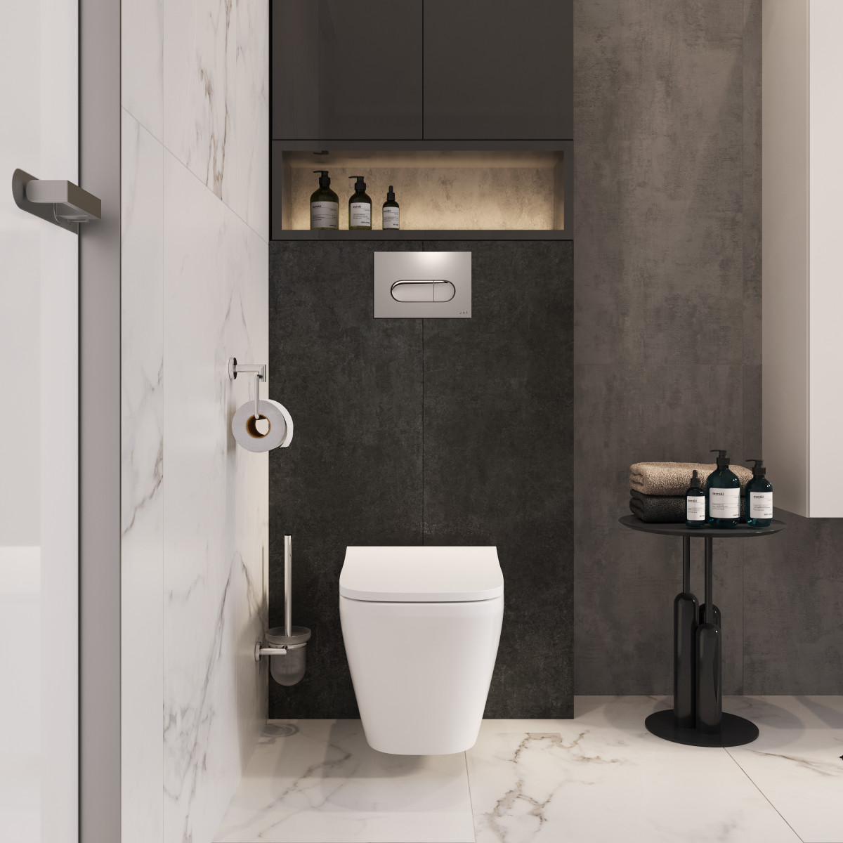 Инсталляция с унитазом VitrA Integra (Интегра) Square (Скуэр) (Интегра Скуэр) 9856B003-7207 комплект 4 в 1 с сиденьем микролифт безободковый цвет клавиши глянцевый хром