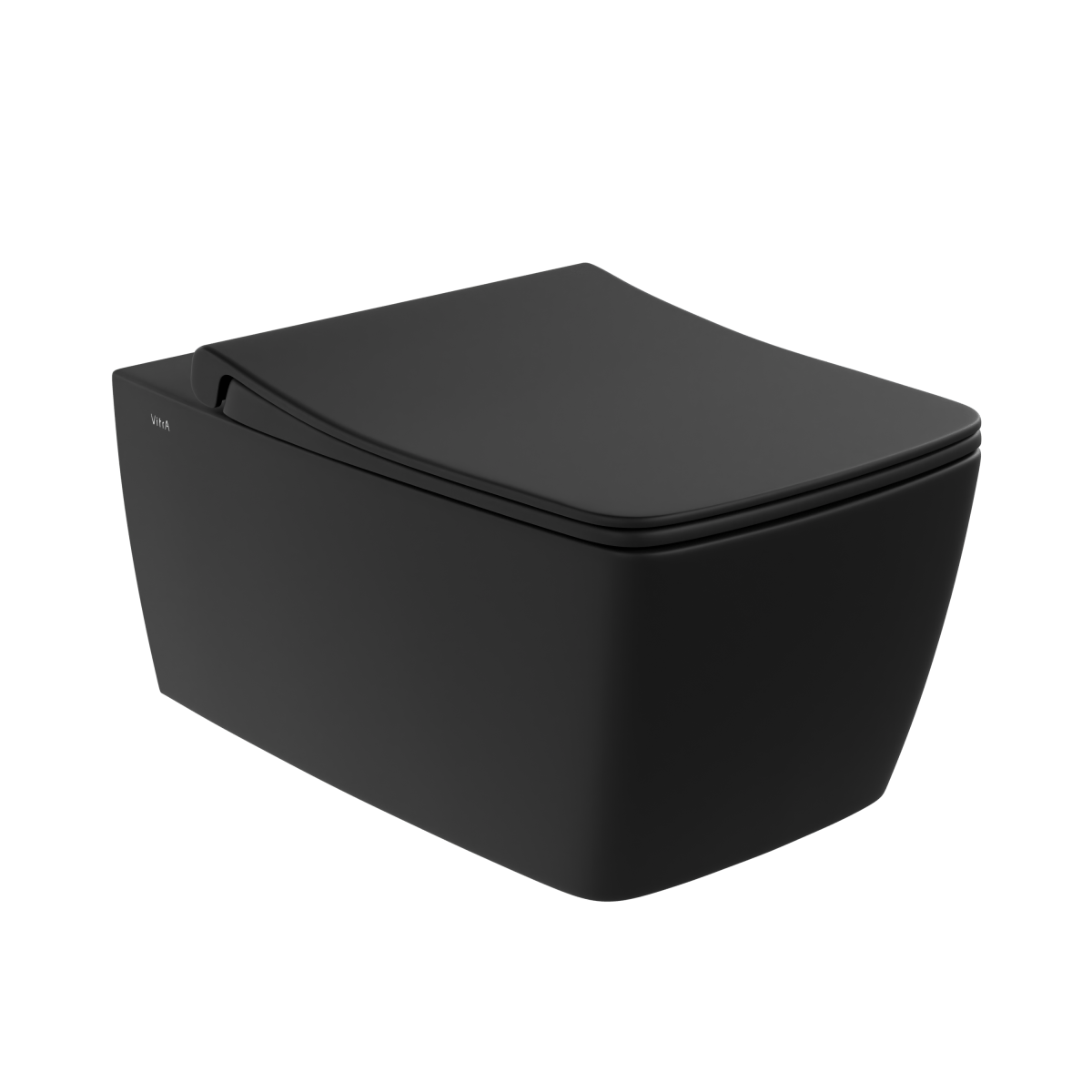 Подвесной унитаз VitrA Metropole 7672B083-0101 безободковый Rim-ex матовый черный санитарный фарфор антибактериальное покрытие Hygiene