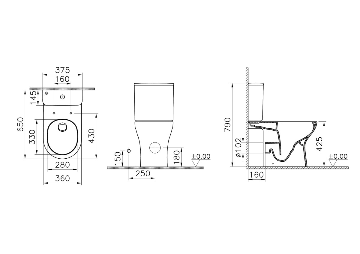 Унитаз-компакт напольный VitrA M50 9889B003-7200 безободковый Vortex (Вортекс)Flush с сиденьем микролифт белый санитарный фарфор