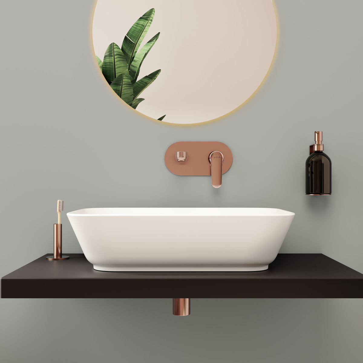 Раковина чаша VitrA Geo (Гео) 7425B003-0012 60 x 39 см накладная белая антибактериальное покрытие Hygiene (Хайджн)