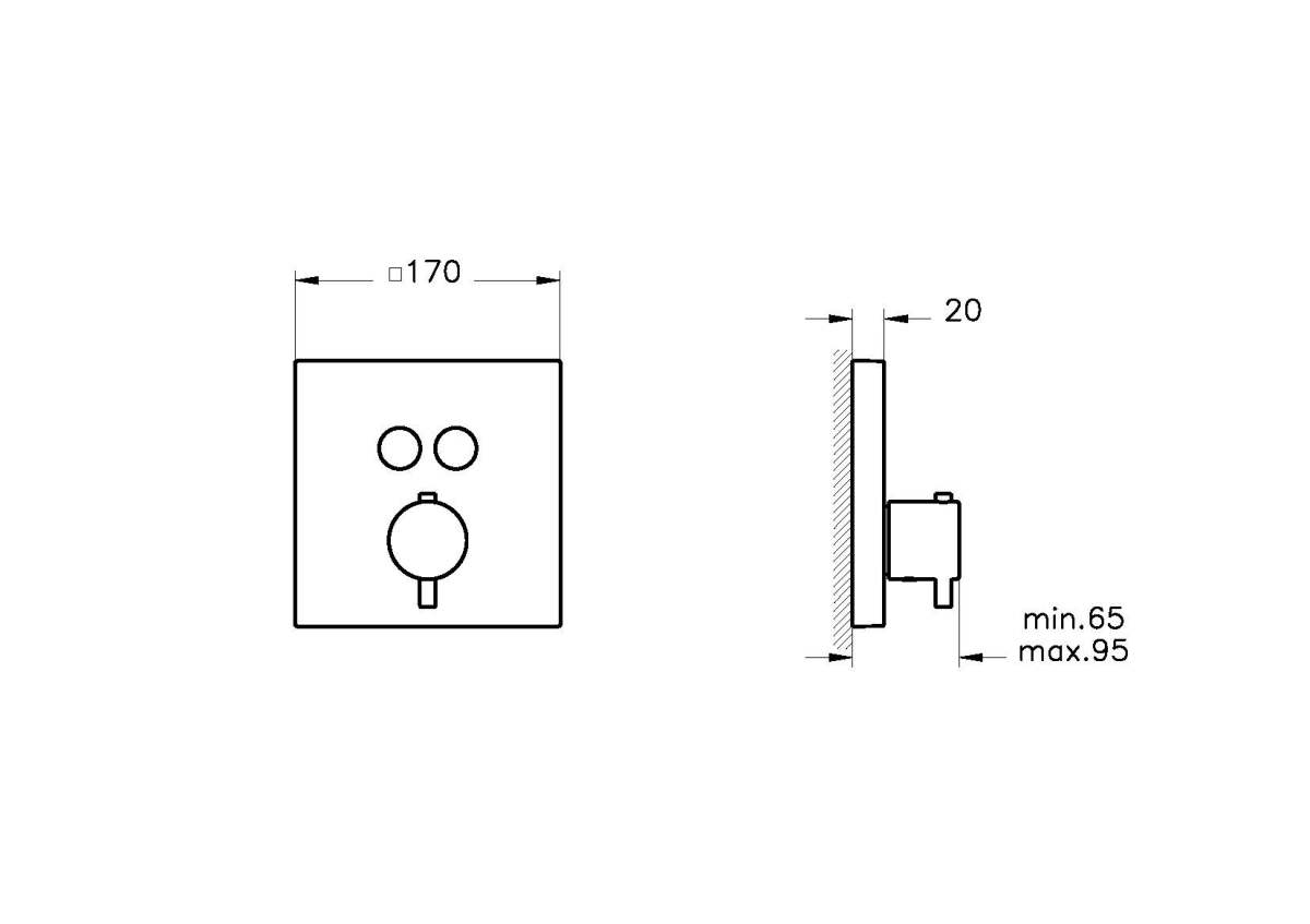 Встраиваемый душевой комплект VitrA Square A49310EXP с термостатом матовый черный латунь