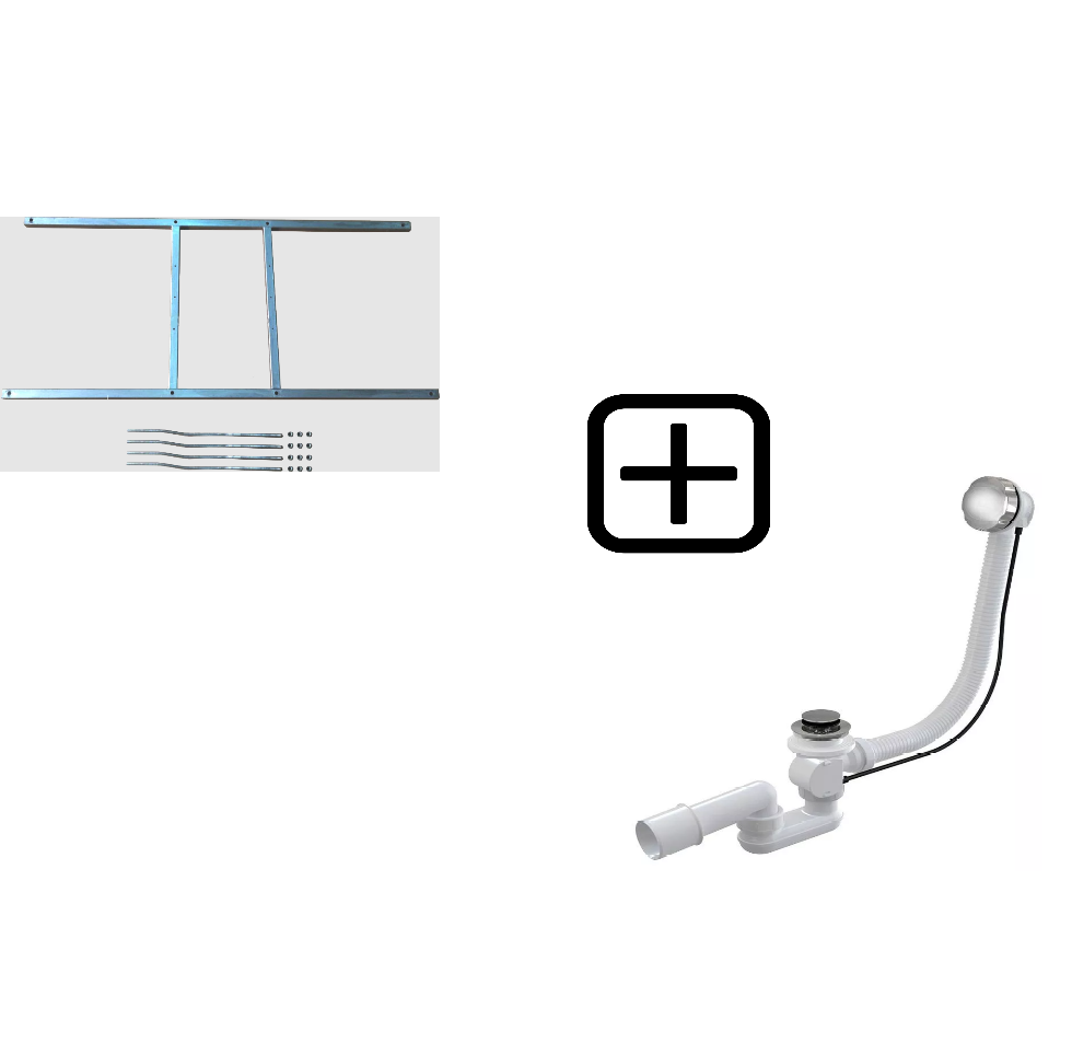 Слив-перелив для ванны V55R (600 мм) ручка латунь хром + каркас для ванны VitrA Queen 59992480000