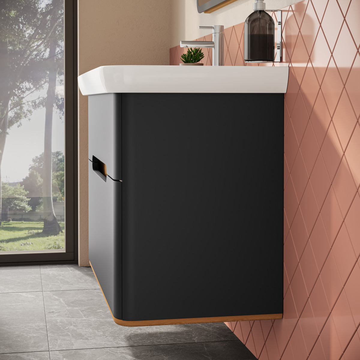 Тумба с раковиной для ванной VitrA Sento 60838 100 см матовая антрацит МДФ