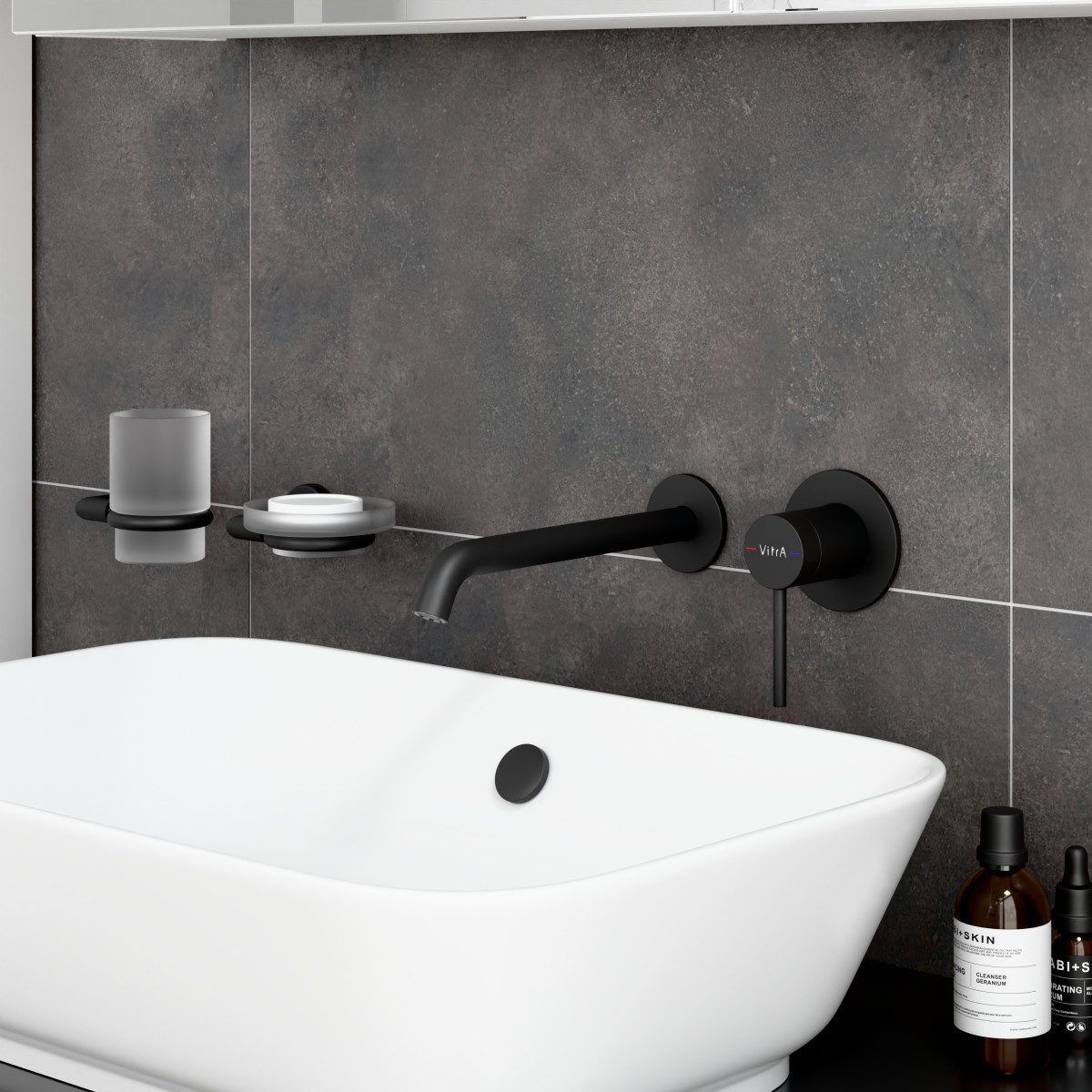 Встраиваемый смеситель для раковины VitrA Minimax Round (Раунд) (Минимакс Раунд) A4354936EXP однорычажный матовый черный латунь