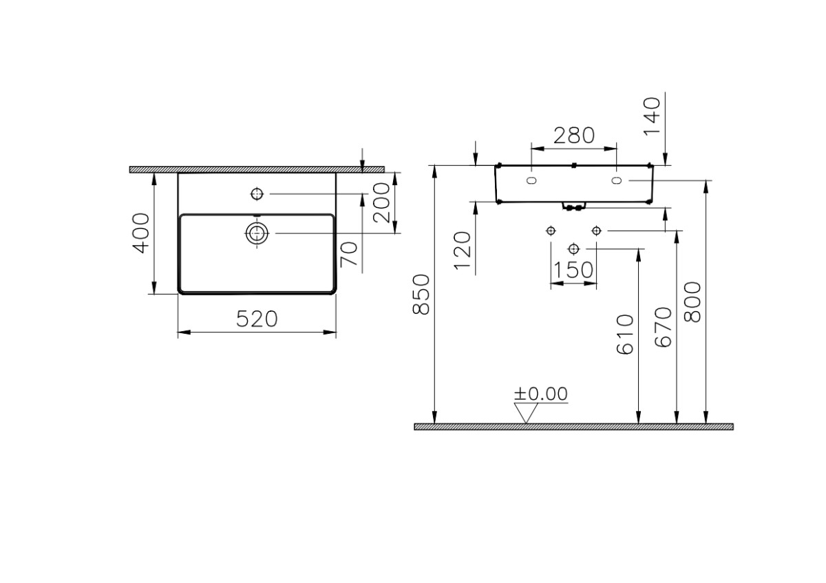 Раковина VitrA M20 8313B003-0001 52 x 40 см белая санитарный фарфор