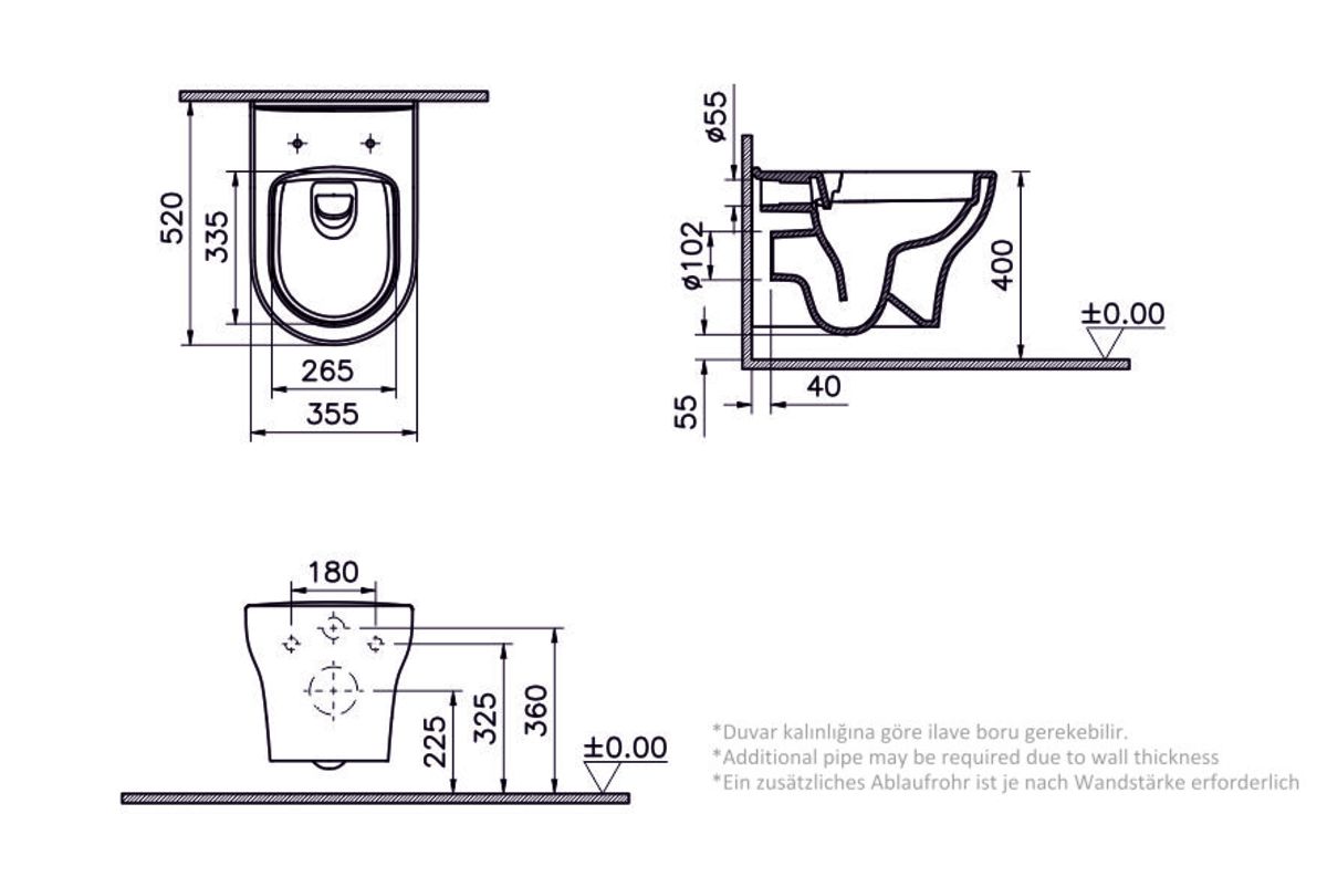 Подвесной унитаз VitrA Zentrum Round 7786B003-0075 безободковый SmoothFlush белый санитарный фарфор антибактериальное покрытие Hygiene