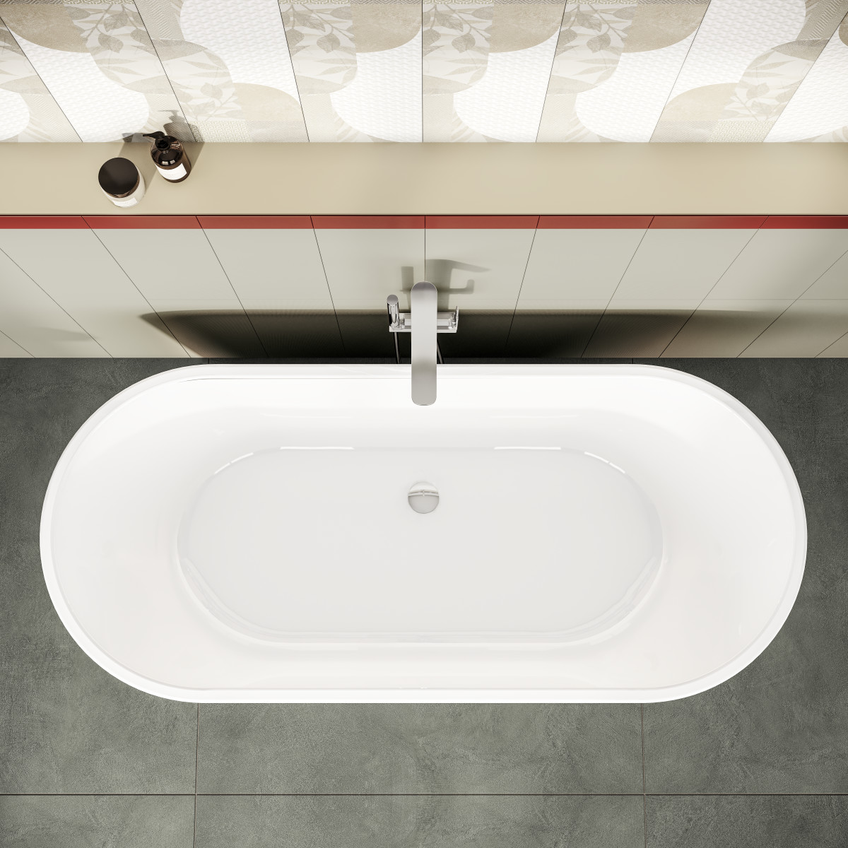 Ванна VitrA Geo (Гео) 65380006000 180 x 80,5 см отдельностоящая акриловая прямоугольная белая