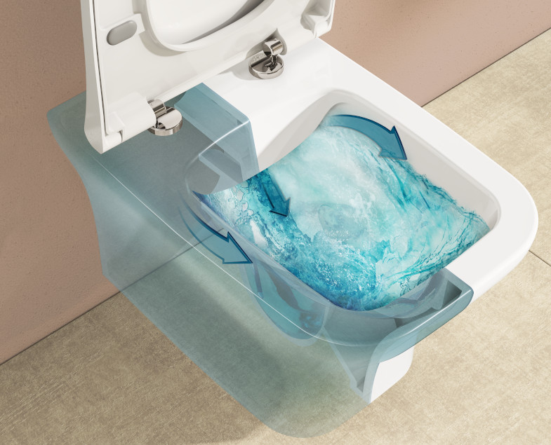 Комплект безободковый подвесной унитаз Zentrum Square, кнопка хром 9875B003-7201