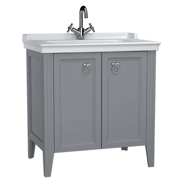 Тумба с раковиной для ванной VitrA Valarte 62154 80 см матовая серая МДФ