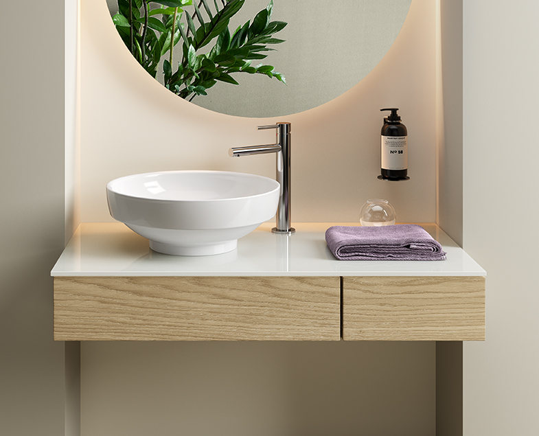 Столешница стеклянная Origin 90 см, левосторонняя, белая