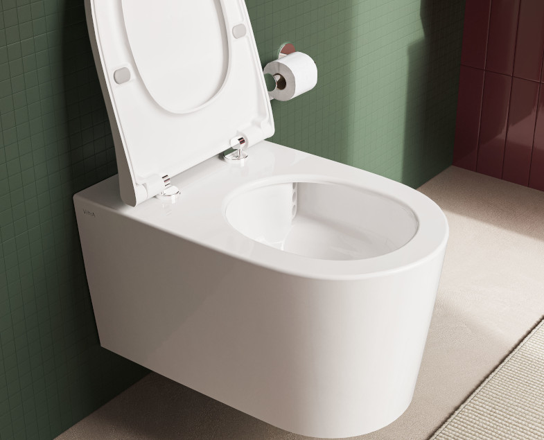 Подвесной унитаз VitrA Nest 7870B403-0075 безободковый QuantumFlush белый санитарный фарфор антибактериальное покрытие Hygiene + Clean