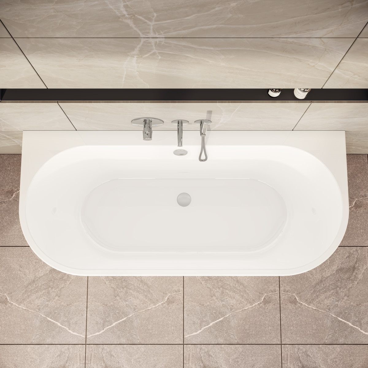 Ванна VitrA Geo (Гео) 65420006000 180 x 80,5 см отдельностоящая акриловая прямоугольная белая