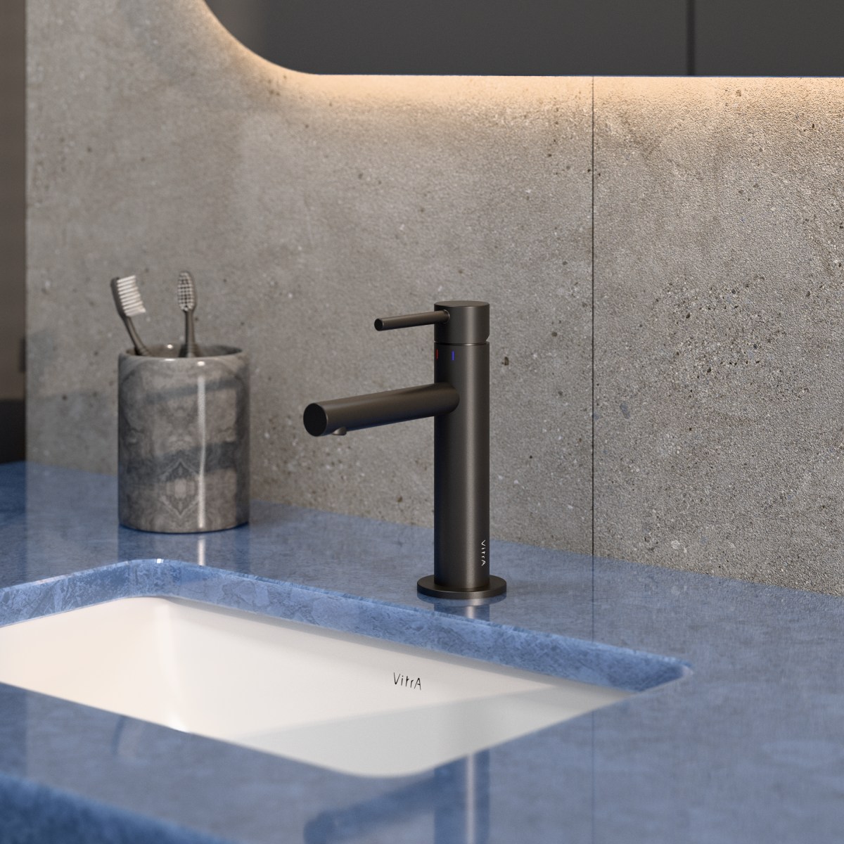 Смеситель для раковины VitrA Origin (Ориджин) A4255636WTC, однорычажный, матовый черный, латунь