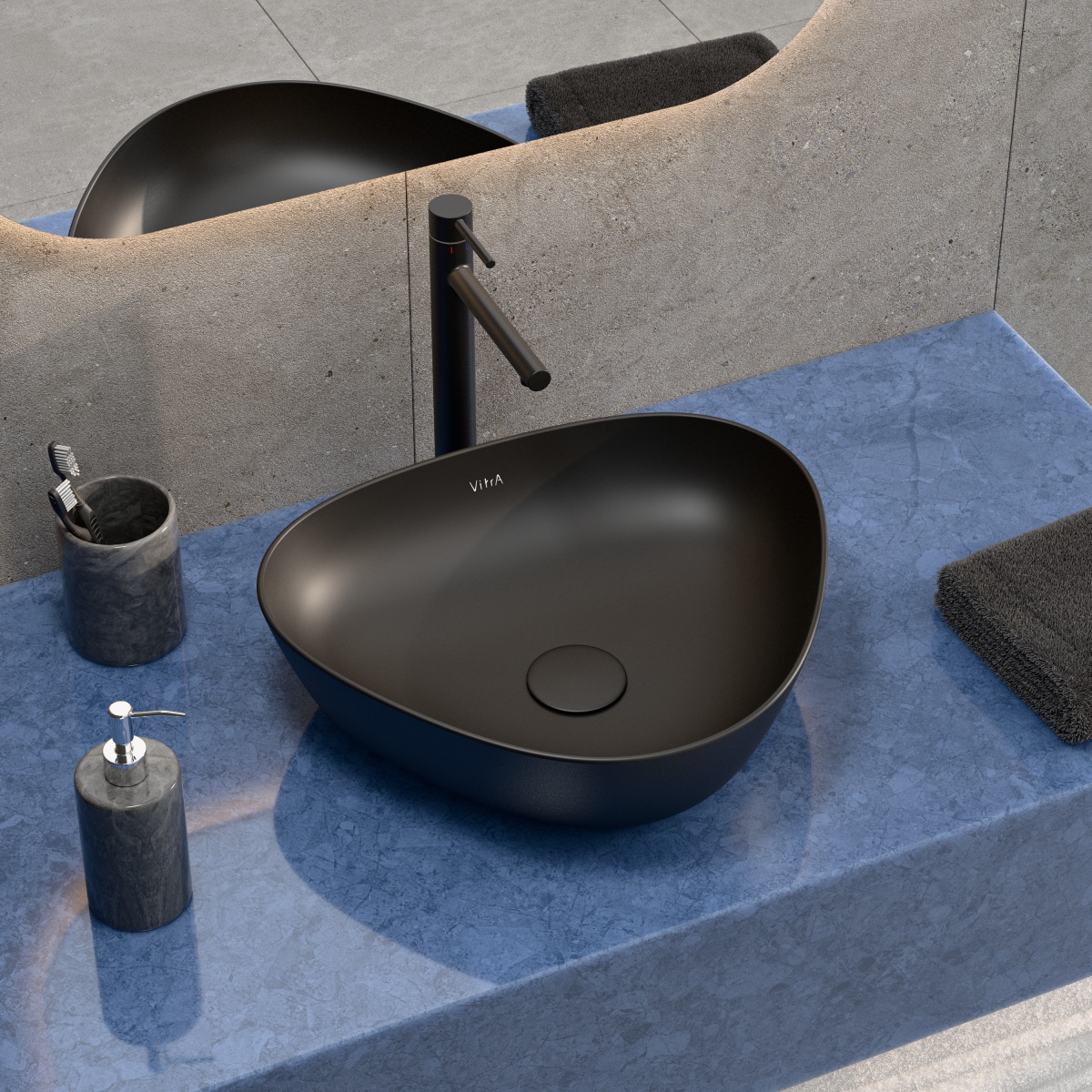 Смеситель для раковины-чаши VitrA Origin (Ориджин) A4255836, однорычажный, матовый черный, латунь